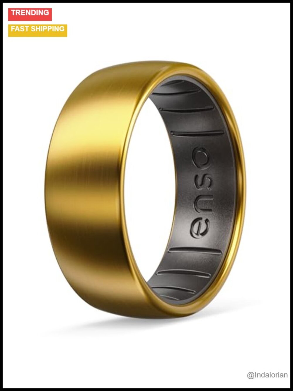 18K Gold Plated Titanium & Silicone Hybrid Wedding Ring Comfort Fit